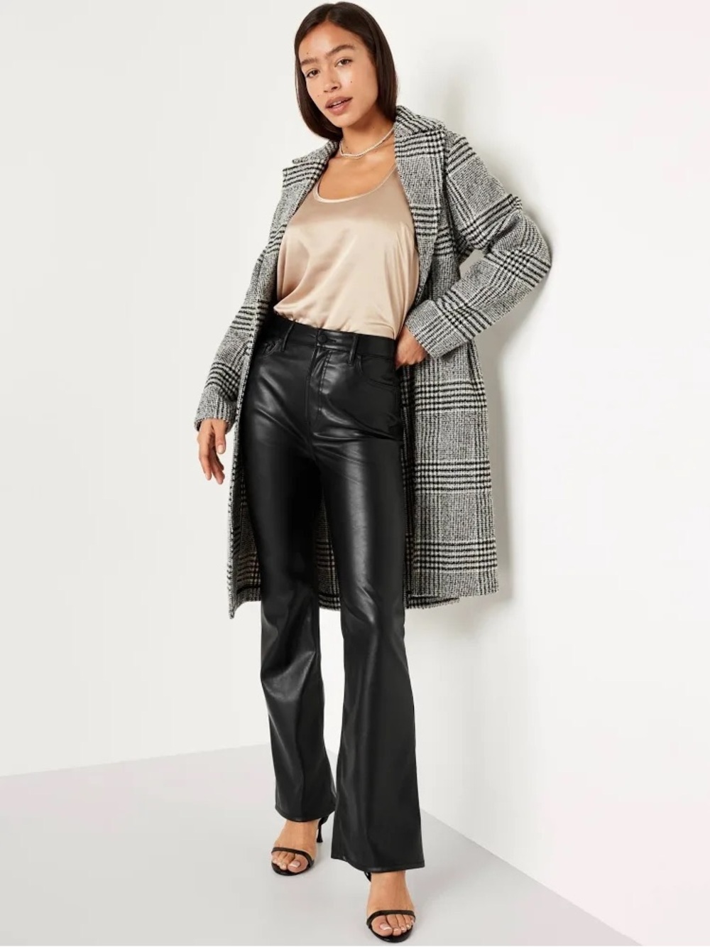 Old Navy Black Faux Leather Flare Pants